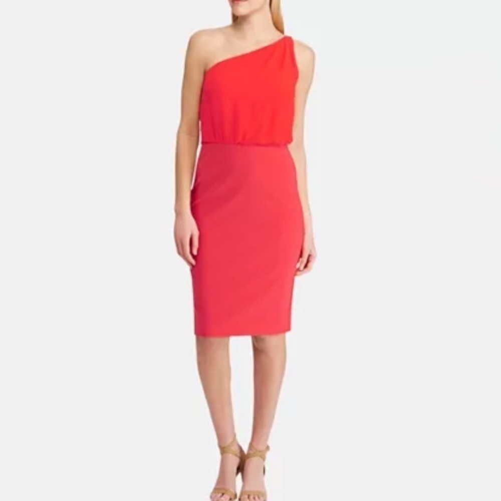Lauren Ralph Lauren red chiffon one shoulder dress